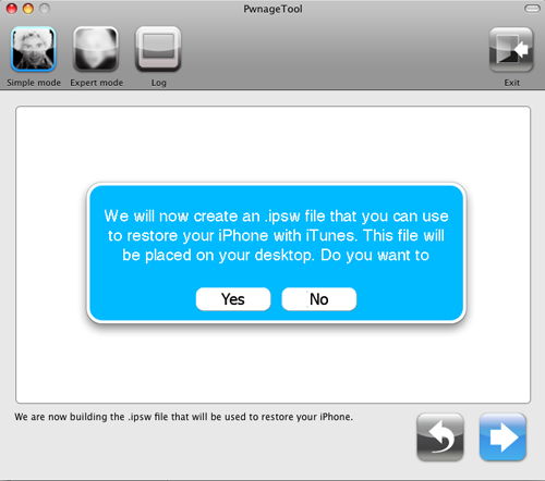 Pwanage Tool 2.0 Aviso que va a generar un IPSW custom